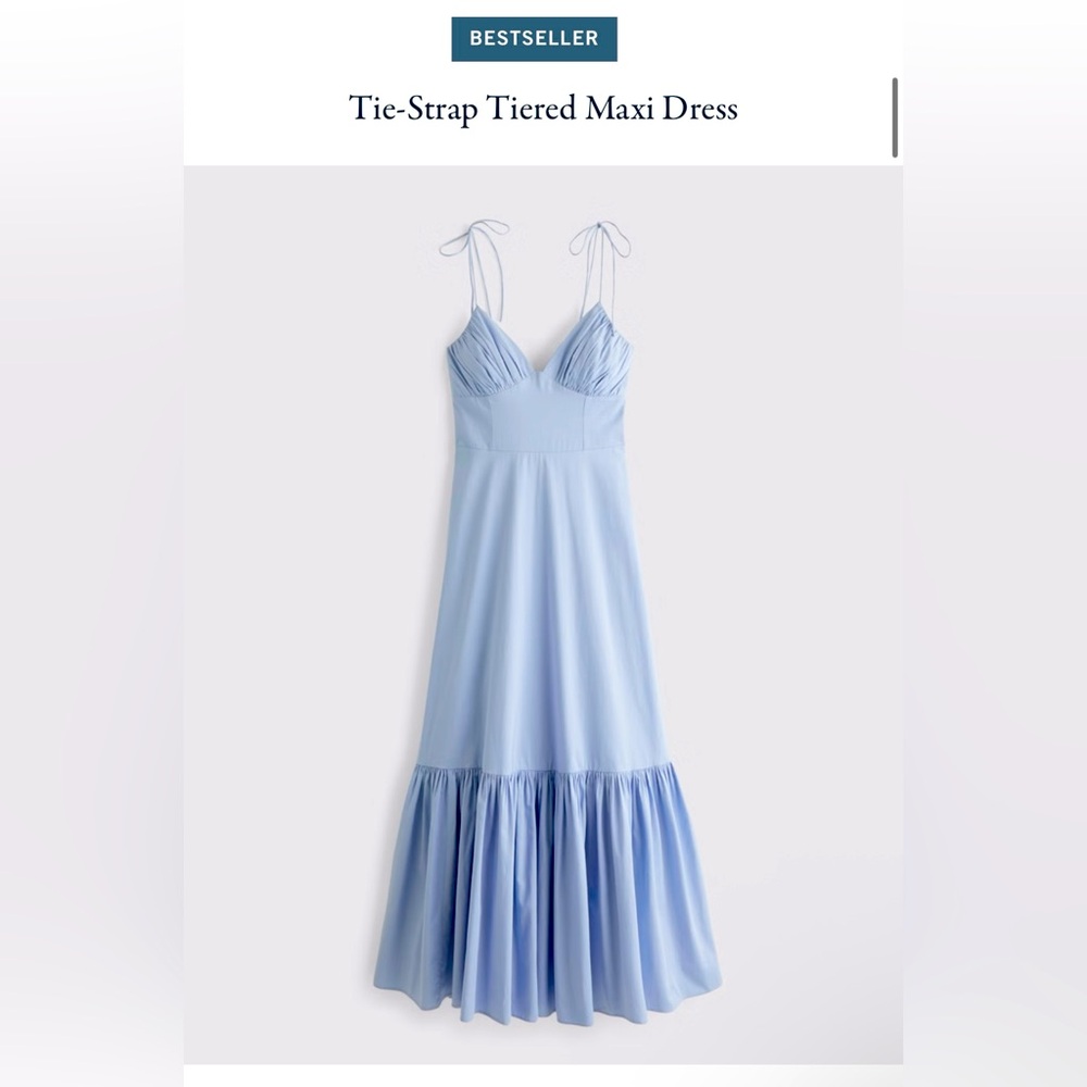 Abercrombie & Fitch Light Blue Tie-Strap Tiered Maxi Dress